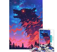 Puzzle de 1000 pièces pour Adultes Silhouette de Loup dans Le Ciel Nocturne Activités Amusantes à la Maison pour Toute la Famille Jeu Impossible à partir de 14 Ans Puzzle proposé (38x26cm)