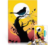 Puzzle de 1000 pièces pour Adultes Silhouette d'oiseau sur Une Branche Casse-tête pour Offrir en Cadeau à Toute la Famille 52x38cm