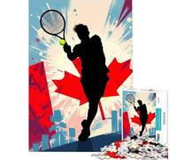 Puzzle de 1000 pièces pour Adultes Silhouette d'un Joueur de Tennis Canadien Jeu addictif pour cultiver la Patience et se détendre Améliore la mémoire (Dimensions 38x26cm)