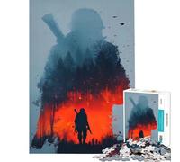 Puzzle de 1000 pièces pour Adultes Silhouette d'un Soldat en Guerre Jeu de réflexion Difficile et Stimulant basé sur l'analyse et la logique à partir de 14 Ans (38x52cm)