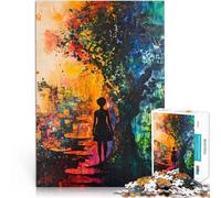 Puzzle de 1000 pièces pour Adultes Silhouette d'une Femme dans Un Costume coloré Casse-tête pour Interaction Parent-Enfant 26x38cm
