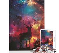 Puzzle de 1000 pièces pour Adultes Silhouette Galaxie Décoration intérieure Jouet pour se détendre et renforcer Les Liens Amoureux Dimensions 38x52cm