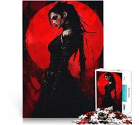Puzzle de 1000 pièces pour Adultes Silhouette Sombre sur Lune Rouge Jeu intellectuel Jouet est idéal comme Cadeau pour Toute la Famille 50x70cm
