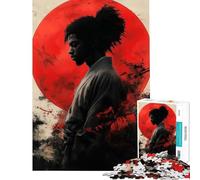 Puzzle de 1000 pièces pour Adultes Silhouettes de samouraïs Afro-américains et Japonais idéal pour Les Adolescents Assemblage Difficile et Stimulant Jeu idéal pour Toute la Famille (Taille 50x75cm)