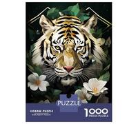 Puzzle De 1000 Pièces pour Adultes Silver Tiger Flowers 2 Puzzle pour Adultes Jeu Manuel pour Améliorer La Mémoire Cadeaux d'anniversaire Et Cadeaux Uniques 52x38cm/1000pcs