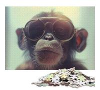 Puzzle de 1000 pièces pour Adultes - Singe à Lunettes - Puzzle carré créatif pour Adultes - Décoration intérieure (75 x 50 cm)