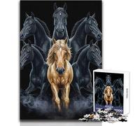 Puzzle de 1000 pièces pour Adultes Six Heures de détente et de Plaisir avec Golden Horse Un Jeu de Loisirs créatifs aux pièces nettes et résistantes Dimensions 38x52cm