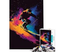 Puzzle de 1000 pièces pour Adultes Skieur en Mouvement Jeu intellectuel Casse-tête Analyse et logique Idée Cadeau (Dimensions 75x50cm)