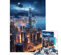 Puzzle de 1000 pièces pour Adultes Skyline de Hong Kong Chine Jeu de réflexion Difficile et Stimulant basé sur l'analyse et la logique à partir de 14 Ans (38x26cm)