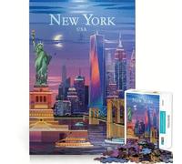 Puzzle de 1000 pièces pour Adultes Skyline de New York Découpe Parfaite Jeu de Concentration Amusant pour Un Moment de détente et de détente Cadeau d'anniversaire ou de Loisir (38x52cm)