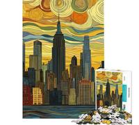 Puzzle de 1000 pièces pour Adultes Skyline de New York Style Van Gogh Jeu de Puzzle à Monter soi-même pour Toute la Famille Un défi à relever (50x75cm)