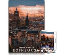 Puzzle de 1000 pièces pour Adultes - Skyline d'Édimbourg - Jeu Impossible - Cadeau pour Femmes - Jouet Anti-Stress - Dimensions 38x52cm