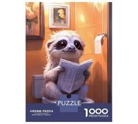 Puzzle De 1000 Pièces pour Adultes, Sloth Reading on Toilet Funny, Expérience Puzzle Relaxante, Activité Familiale De Noël, Pièces Durables, 70x50cm/1000pcs