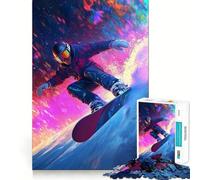 Puzzle de 1000 pièces pour Adultes Snowboarder en néon Lumineux, Jeu de logique mentale apaisant et Amusant, découpe Ferme, Surprise chaleureuse (38x52cm)