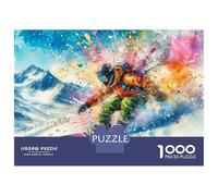 Puzzle De 1000 Pièces pour Adultes Snowboarder in Action with Colorful Splashes Puzzles pour Adultes - Jeu De Réflexion Amusant Et Humoristique, Difficile Et Stimulant 52x38cm/1000pcs
