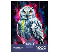 Puzzle De 1000 Pièces pour Adultes Snowy Owl Watercolor Art Puzzle Adulte, Jeu De Réflexion, Défi Difficile À Terminer 52x38cm/1000pcs