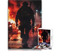 Puzzle de 1000 pièces pour Adultes - Soldat en Zone de Guerre - Idéal pour des Moments de détente - Uniforme Propre - Dimensions 50x75cm