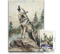 Puzzle de 1000 pièces pour Adultes Solitudes Symphony Wolf:détente et Relaxation, Assemblage sans Couture, Haute précision, Dimensions:38x52cm