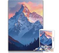 Puzzle de 1000 pièces pour Adultes - Sommet enneigé au Coucher du Soleil - Détendez-Vous et Profitez d'un Moment de Plaisir - Assemblage sans Couture - Haute précision - Dimensions:50x75cm