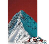 Puzzle de 1000 pièces pour Adultes - Sommet enneigé et Ciel Rouge - Puzzle en Carton - Idéal pour s'amuser à la Maison, comme Cadeau d'anniversaire ou de Voyage - 38 x 26 cm