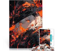 Puzzle de 1000 pièces pour Adultes Sorcière d'anime aux Yeux Oranges Jeu Stimulant Chaque pièce est Unique - Jeu Familial Stimulant et Amusant 38x26cm