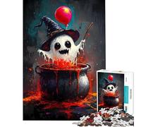 Puzzle de 1000 pièces pour Adultes Sorcière fantôme dans Un Chaudron Jeu de Puzzle Familial pour Adultes Difficile et Stimulant (Taille 50x75cm)