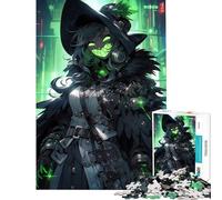 Puzzle de 1000 pièces pour Adultes Sorcière Verte Art Cyberpunk Jeu Familial éducatif et Stimulant Cadeau d'anniversaire (Dimensions 38x26cm)