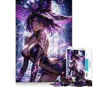 Puzzle de 1000 pièces pour Adultes Sorcière Violette Anime Fantastique Jeu de réflexion Stimulant Cadeau Exquis et Amusant à Partager (38x52cm)