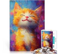 Puzzle de 1000 pièces pour Adultes Sourire de Chat Joyeux Jeu Familial Anti-Stress Défi Difficile Une œuvre d'art 75x50cm