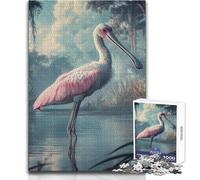 Puzzle de 1000 pièces pour Adultes - Spatule rosée dans Un Marais - Jeu éducatif et Amusant pour Toute la Famille - Cadeau Artistique - Dimensions : 38x26cm