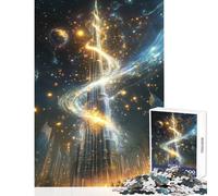 Puzzle de 1000 pièces pour adultes Spirale céleste Paysage nocturne mystique du Burj Khalifa Décoration intérieure Jouet et cadeau pour femmes et hommes Jeu de réflexion difficile et stimulant 38x52cm