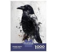 Puzzle De 1000 Pièces pour Adultes Splash Watercolor Raven Puzzle Adulte, Jeu De Réflexion, Cadeau d'anniversaire, Difficile À Compléter 38x26cm/1000pcs