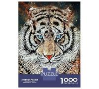 Puzzle De 1000 Pièces pour Adultes Splatter Tiger Face Puzzles pour Adultes - Décoration Murale - Stimule La Mémoire - Cadeaux Uniques pour Anniversaires Et Noël 52x38cm/1000pcs