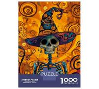 Puzzle De 1000 Pièces pour Adultes Spooky Skeleton Art Puzzles pour Adolescents Jeu Manuel Défi Difficile Cadeau d'anniversaire, Cadeaux, 38x26cm/1000pcs