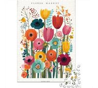 Puzzle De 1000 Pièces pour Adultes Spring Flower Market Poster Puzzle Casse-tête Jeu De Rapidité Activités Amusantes À La Maison 52x38cm/1000pcs