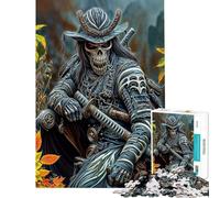 Puzzle de 1000 pièces pour Adultes Squelette de Guerrier samouraï Décoration Murale Une œuvre d'art Idée Cadeau pour Toute la Famille (Dimensions 50x75cm)
