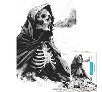 Puzzle de 1000 pièces pour Adultes Squelette fumant Une Cigarette pour stimuler Le Cerveau idéal pour Passer Le Temps en Famille à partir de 14 Ans (38x26cm)