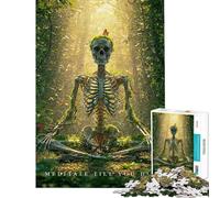 Puzzle de 1000 pièces pour Adultes Squelette méditant dans la forêt Puzzle pour Adolescents Modèle Difficile à Assembler Jeu Stimulant et Convivial en Famille (Dimensions : 38x26cm)