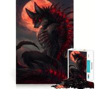 Puzzle de 1000 pièces pour Adultes,Squelette Noir Kitsune,Jeu de réflexion, pour se détendre,Cadeau Amusant pour Un Anniversaire (38x26cm)