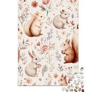 Puzzle De 1000 Pièces pour Adultes Squirrel Floral Pattern-1 Puzzles pour Adultes Vacances À La Maison Tue-t-il Le Temps Chaque Pièce Est Unique - Un pour Les Joueurs 52x38cm/1000pcs