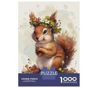 Puzzle De 1000 Pièces pour Adultes Squirrel Flower Puzzles pour Adolescents Cadeau d'anniversaire Stimule Le Cerveau Jeu Stimulant Cadeaux 52x38cm/1000pcs