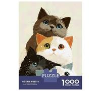 Puzzle De 1000 Pièces pour Adultes Stack of Four Cute Cats Puzzles pour Adultes Vacances À La Maison Tue-t-il Le Temps Chaque Pièce Est Unique - Un pour Les Joueurs 70x50cm/1000pcs