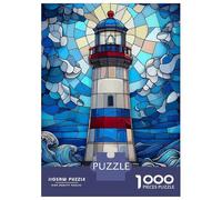 Puzzle De 1000 Pièces pour Adultes, Stained Glass Lighthouse, Divertissement Intérieur, Cadeau De Fin D’Année, Découpe Précise, 70x50cm/1000pcs
