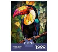 Puzzle De 1000 Pièces pour Adultes Stained Glass Toucan Puzzles pour Adultes - Jeu De Réflexion Amusant Et Humoristique, Difficile Et Stimulant 38x26cm/1000pcs