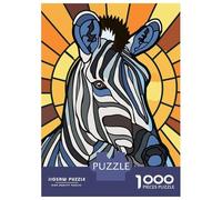 Puzzle De 1000 Pièces pour Adultes Stained Glass Zebra Portrait Puzzle pour Adolescents : Améliore La Mémoire, Activités Ludiques À La Maison, Cadeaux Anti-Stress 52x38cm/1000pcs