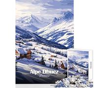 Puzzle de 1000 pièces pour Adultes Station de Ski de l'Alpe d'Huez Jeu éducatif pour Un Anniversaire ou Noël Dimensions 38x26cm