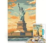Puzzle de 1000 pièces pour Adultes Statue de la Liberté au Coucher du Soleil Jeu éducatif Difficile et Stimulant Cadeau de Noël ou d'anniversaire 50x75cm