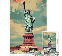 Puzzle de 1000 pièces pour Adultes Statue de la Liberté Jeu éducatif Vintage Jeu Familial Entraîne Ton Cerveau et ta dextérité Dimensions 50x75cm