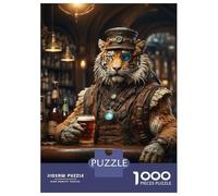 Puzzle De 1000 Pièces pour Adultes Steampunk Craft Beer Tiger Puzzle Anti-Stress - Cadeau pour Femmes - Idée Cadeau Unique pour Un Anniversaire Ou Noël 38x26cm/1000pcs