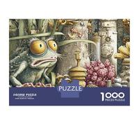 Puzzle De 1000 Pièces pour Adultes Steampunk Frog in Mushroom Forest Puzzle Casse-tête Jeu De Rapidité Activités Amusantes À La Maison 52x38cm/1000pcs